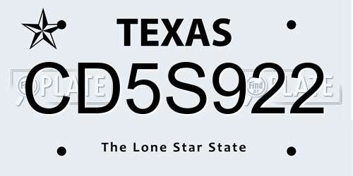 CD5S922 Texas License Plate