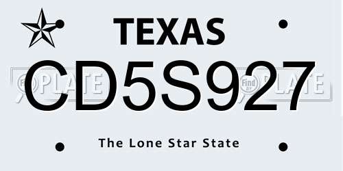CD5S927 Texas License Plate