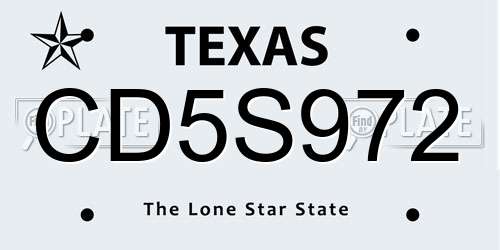 CD5S972 Texas License Plate