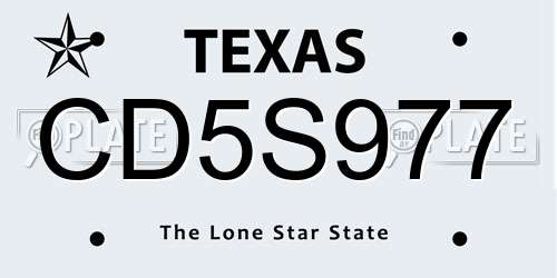 CD5S977 Texas License Plate