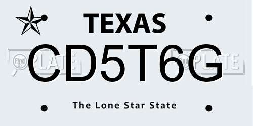 CD5T6G Texas License Plate