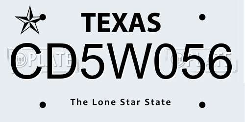 CD5W056 Texas License Plate