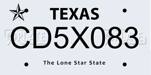 CD5X083 Texas License Plate