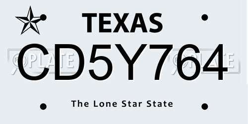 CD5Y764 Texas License Plate