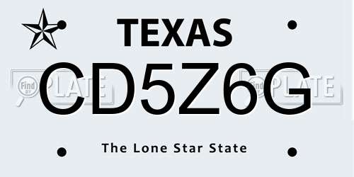 CD5Z6G Texas License Plate