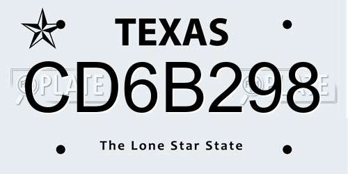 CD6B298 Texas License Plate