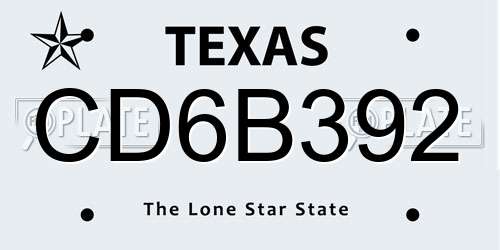 CD6B392 Texas License Plate