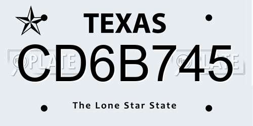 CD6B745 Texas License Plate