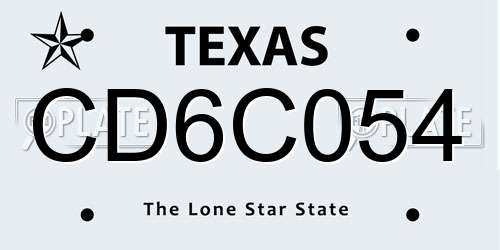 CD6C054 Texas License Plate