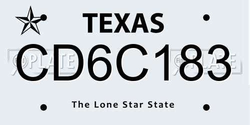 CD6C183 Texas License Plate