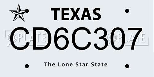 CD6C307 Texas License Plate