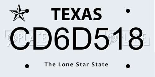 CD6D518 Texas License Plate