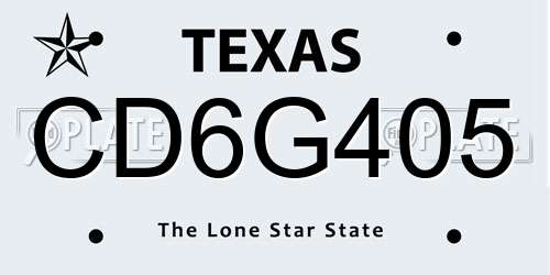 CD6G405 Texas License Plate