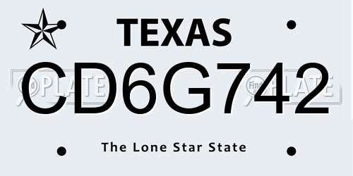 CD6G742 Texas License Plate