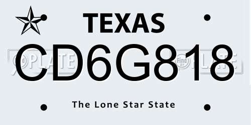 CD6G818 Texas License Plate