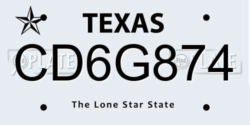 CD6G874 Texas License Plate