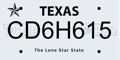 CD6H615 Texas License Plate