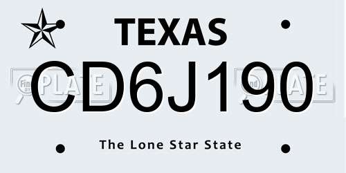 CD6J190 Texas License Plate