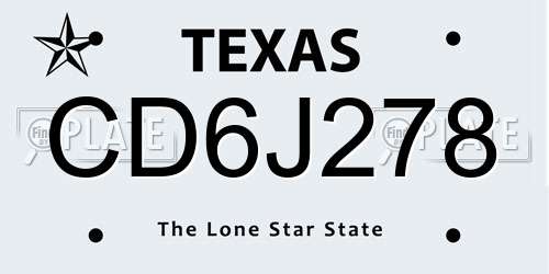 CD6J278 Texas License Plate