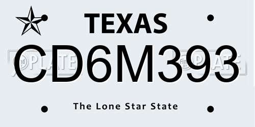 CD6M393 Texas License Plate