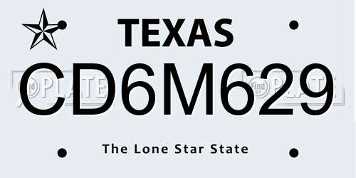 CD6M629 Texas License Plate