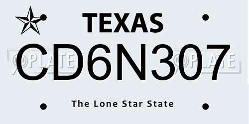 CD6N307 Texas License Plate
