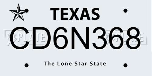 CD6N368 Texas License Plate