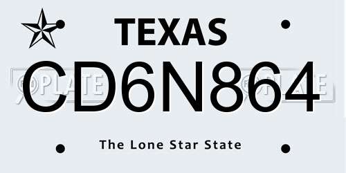 CD6N864 Texas License Plate