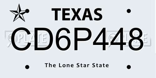 CD6P448 Texas License Plate