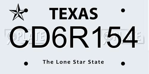 CD6R154 Texas License Plate