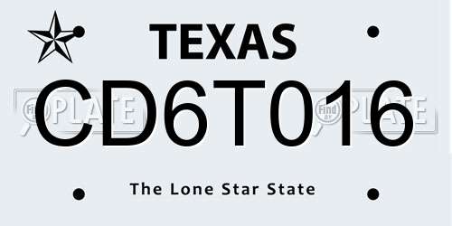 CD6T016 Texas License Plate