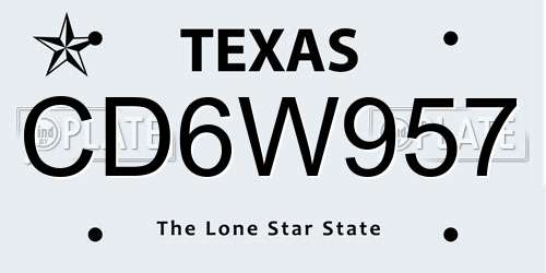 CD6W957 Texas License Plate