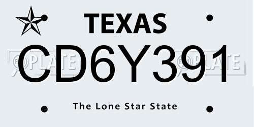 CD6Y391 Texas License Plate