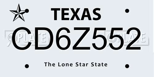 CD6Z552 Texas License Plate