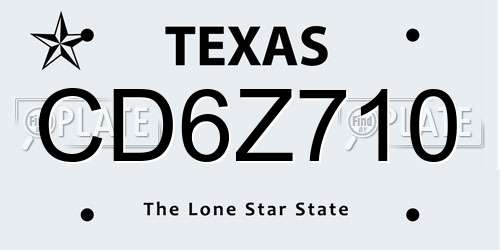 CD6Z710 Texas License Plate