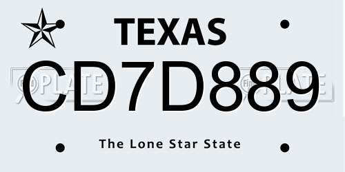 CD7D889 Texas License Plate