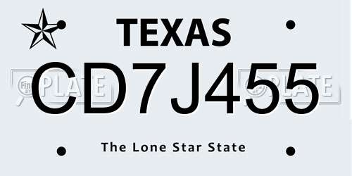 CD7J455 Texas License Plate