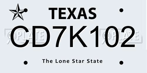 CD7K102 Texas License Plate