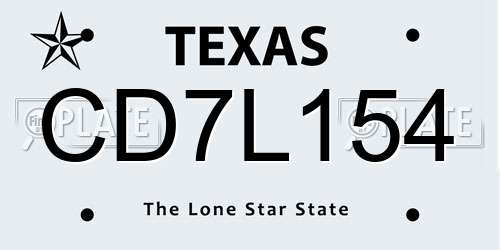 CD7L154 Texas License Plate