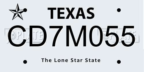 CD7M055 Texas License Plate