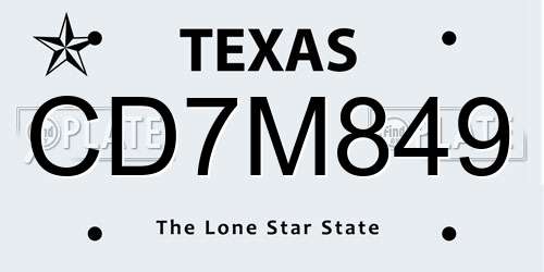 CD7M849 Texas License Plate