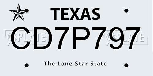 CD7P797 Texas License Plate