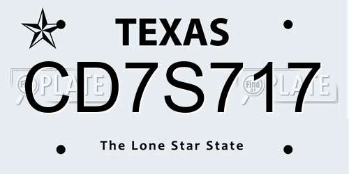 CD7S717 Texas License Plate