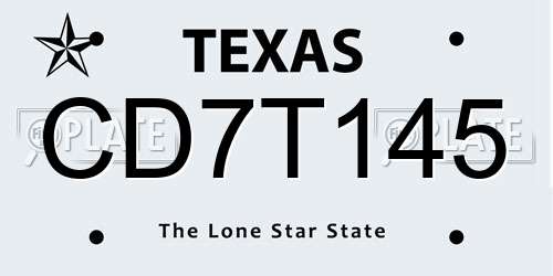 CD7T145 Texas License Plate