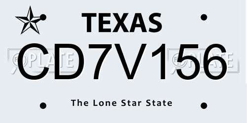 CD7V156 Texas License Plate