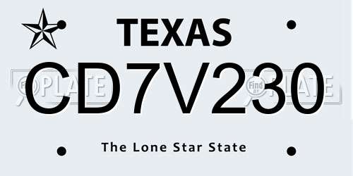 CD7V230 Texas License Plate