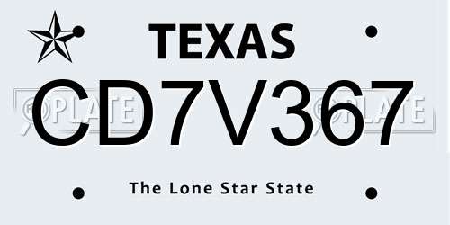 CD7V367 Texas License Plate