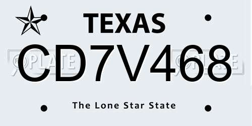 CD7V468 Texas License Plate