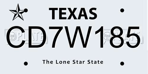 CD7W185 Texas License Plate