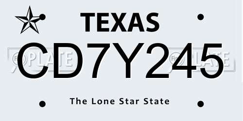 CD7Y245 Texas License Plate